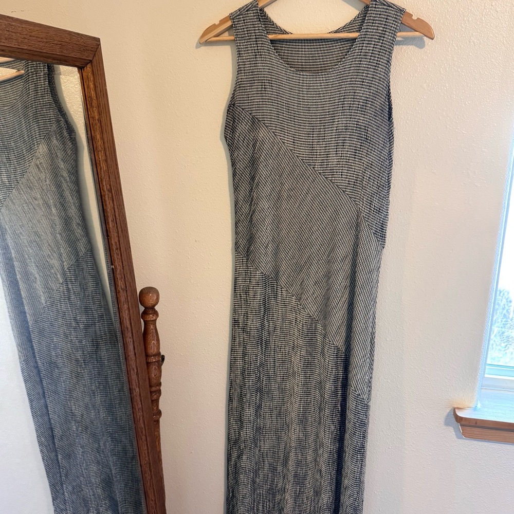 Vintage Checkered Seersucker Midi Dress